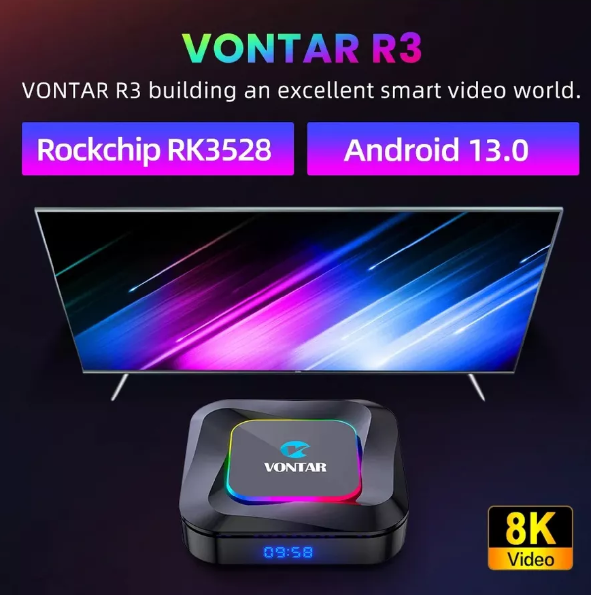 Смарт ТВ Приставка Vontar R3 RGB 4/64GB