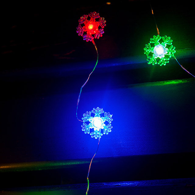 Гирлянда уличная чудесный САД GRG-N550 "Снежинки" светодиодная 50 LED 4 цвета 5 метров, на 3xAA