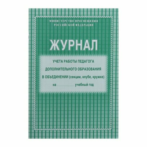 Журнал учёта работы педагога дополнительного образования в объединении (секции, клубе, кружке) А4, 20 листов, обложка офсет 120 г/м², блок писчая бумага 60 г/м² (комплект из 19 шт)