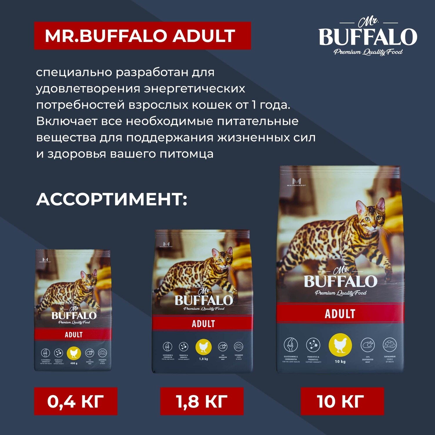 Сухой корм Mr.Buffalo для кошек курица adult 400г b104 - фотография № 13