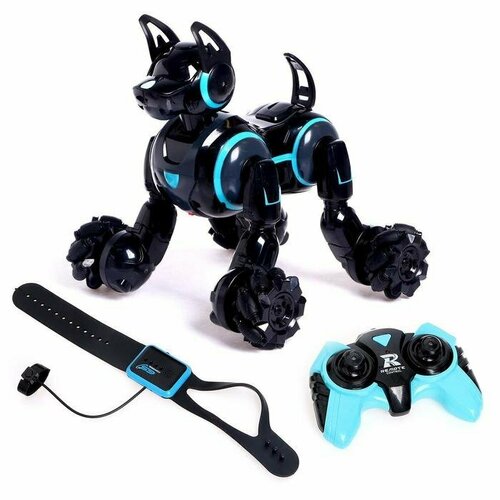 Робот собака Stunt, на пульте управления, интерактивный: звук, свет, на аккумуляторе, чёрный робот собака stunt на пульте управления интерактивный звук свет на аккумуляторе чёрный