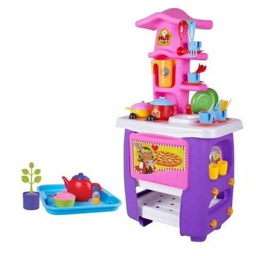 Кухня игровая Hut Kitchen, с набором, 45 предметов, цвет фиолетово-розовый