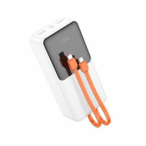 Аккумулятор внешний универсальный Hoco J119B 30000 mAh Sharp charger PD225WQC30 power bank 2USB5V-3A Type-C 5V-3A Белый 273900₽