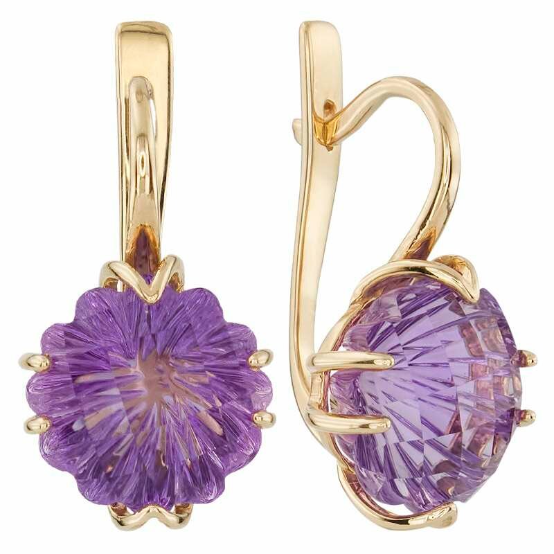 Серьги ALORIS, красное золото, 585 проба, аметист