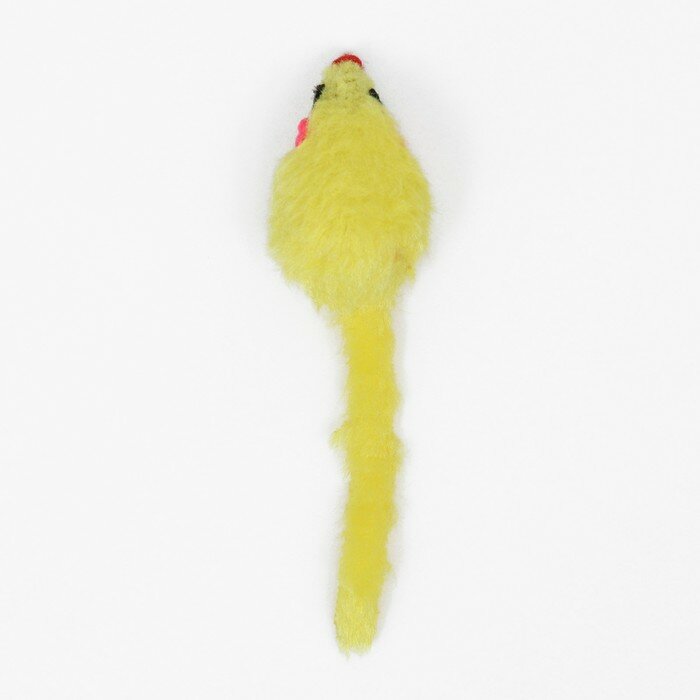 Игрушка для кошек "Малая мышь меховая", жёлтая, 5 см