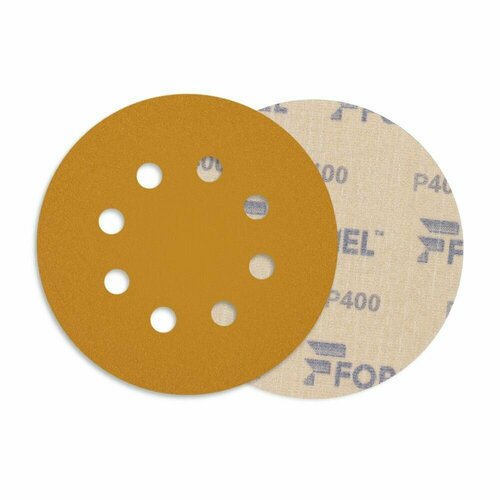 Круг, диск шлифовальный FORMEL DIAMOND на бумажной основе и на липучке 125 мм, 8 отверстий, P400, 25 шт