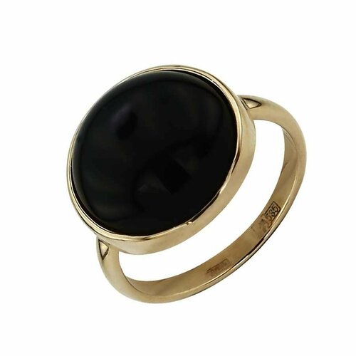 фото Кольцо aloris, желтое золото, 585 проба, оникс, размер 17.5 aloris jewelry