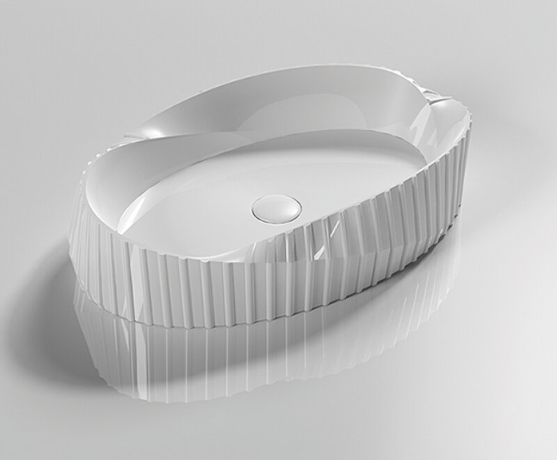 Раковина накладная OTTO-787-50, керамическая, овальная, белая, для ванной комнаты — фото 1