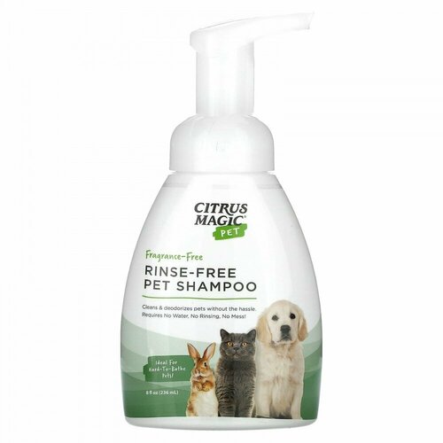 Citrus Magic, Pet, Rinse-Free Pet Shampoo, Fragrance-Free, 8 fl oz (236 ml)