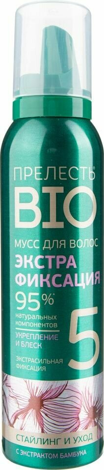 Мусс для укладки волос Прелесть Bio экстрафиксация с экстрактом бамбука 160мл х3шт