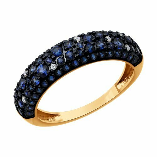 фото Кольцо diamant online, золото, 585 проба, корунд, бриллиант, размер 18, бесцветный