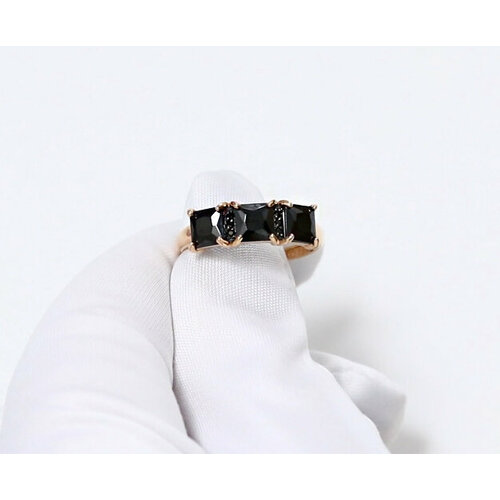 фото Кольцо diamant online, золото, 585 проба, фианит, размер 17.5, черный