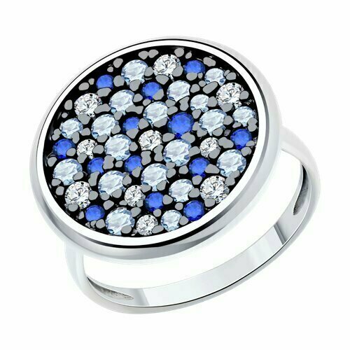 фото Кольцо diamant online, серебро, 925 проба, фианит, размер 19, мультиколор