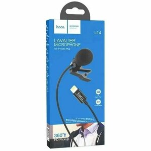Микрофон петличный Lightning HOCO L14 2м черный