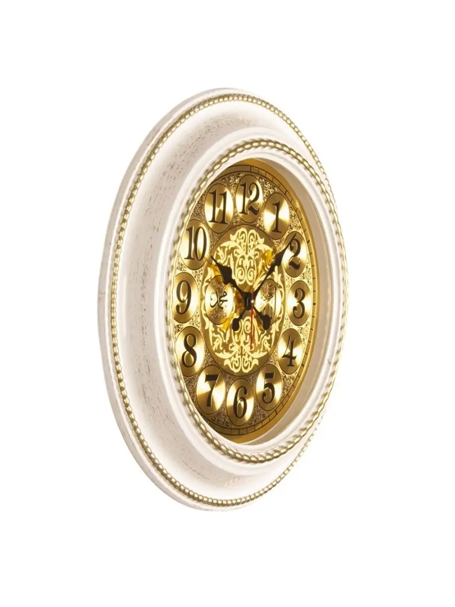 Часы настенные Рубин 6141-111W круг d=60см, корпус белый с золотом Молитвы