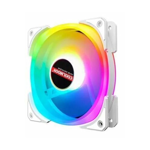 Вентилятор Coolmoon CM-SJ2 6pin RGB 120x120x25mm 12V+5V 0-1200RPM 20DBA hydraulic рама белая, вентилятор белый OEM