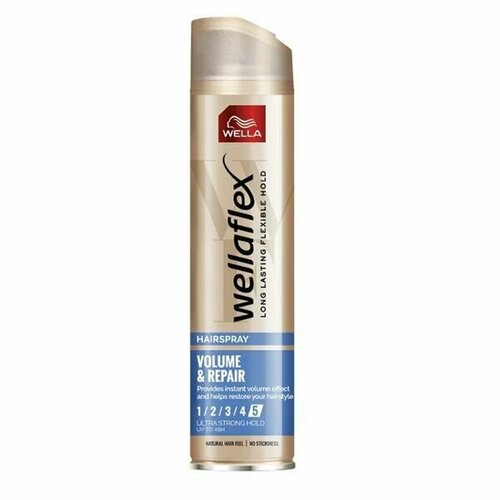 Лак для волос Wella Wellaflex Volume & Repair 5 сверхсильной фиксации с маслом макадамии 250 мл (Из Финляндии)