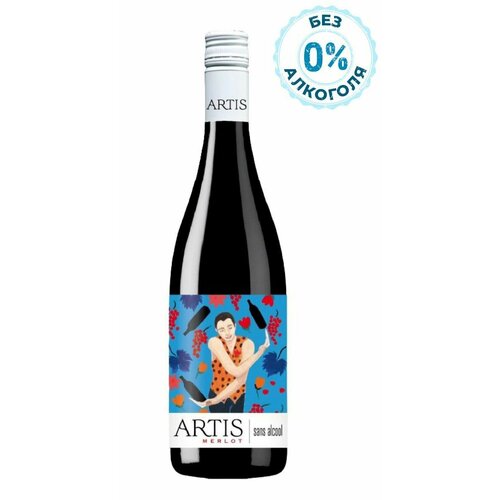 Вино безалкогольное Artis Merlot красное полусладкое, 0.75л
