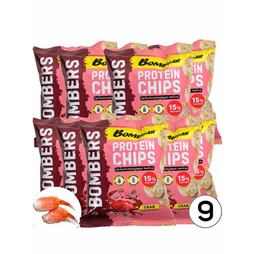 Чипсы Bombbar Protein Chips 9 x 50 г, Краб чипсы лейс 85 г из печи королевский краб