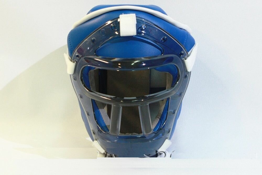 Ш35ИВ Шлем с маской для единоборств, иск. кожа (M), синий