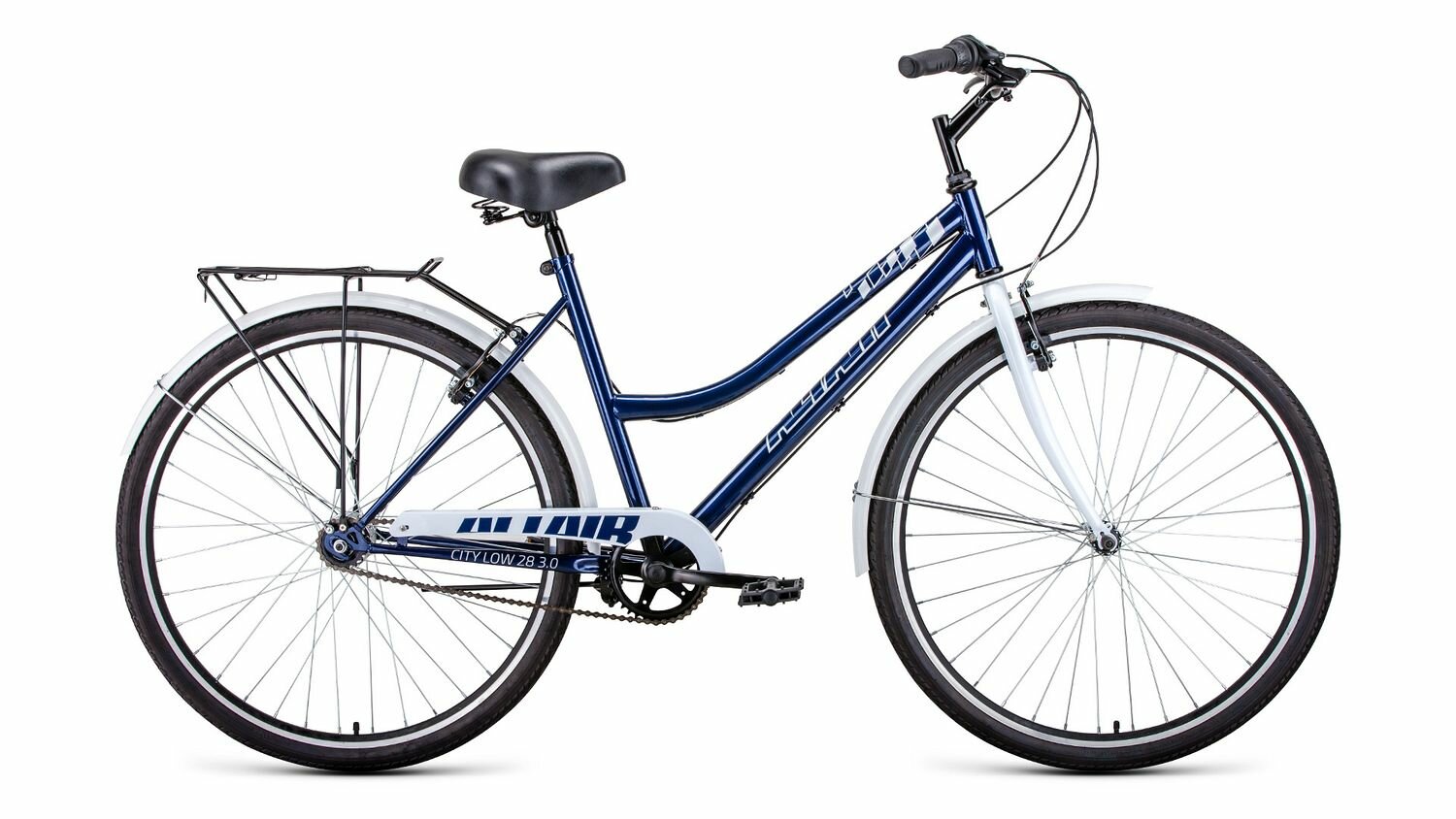 Велосипед ALTAIR CITY 28 low 3.0 (2022) (Велосипед ALTAIR CITY 28 low 3.0 (28" 3 ск. рост. 19") 2022, темно-синий/белый, RBK22AL28028)