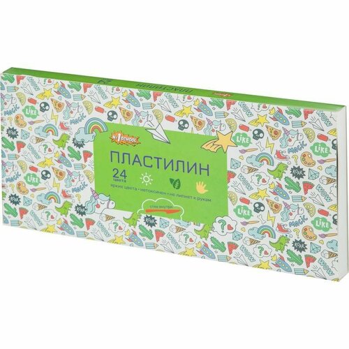 Пластилин 24 цвета №1 School Отличник, 480г, со стеком