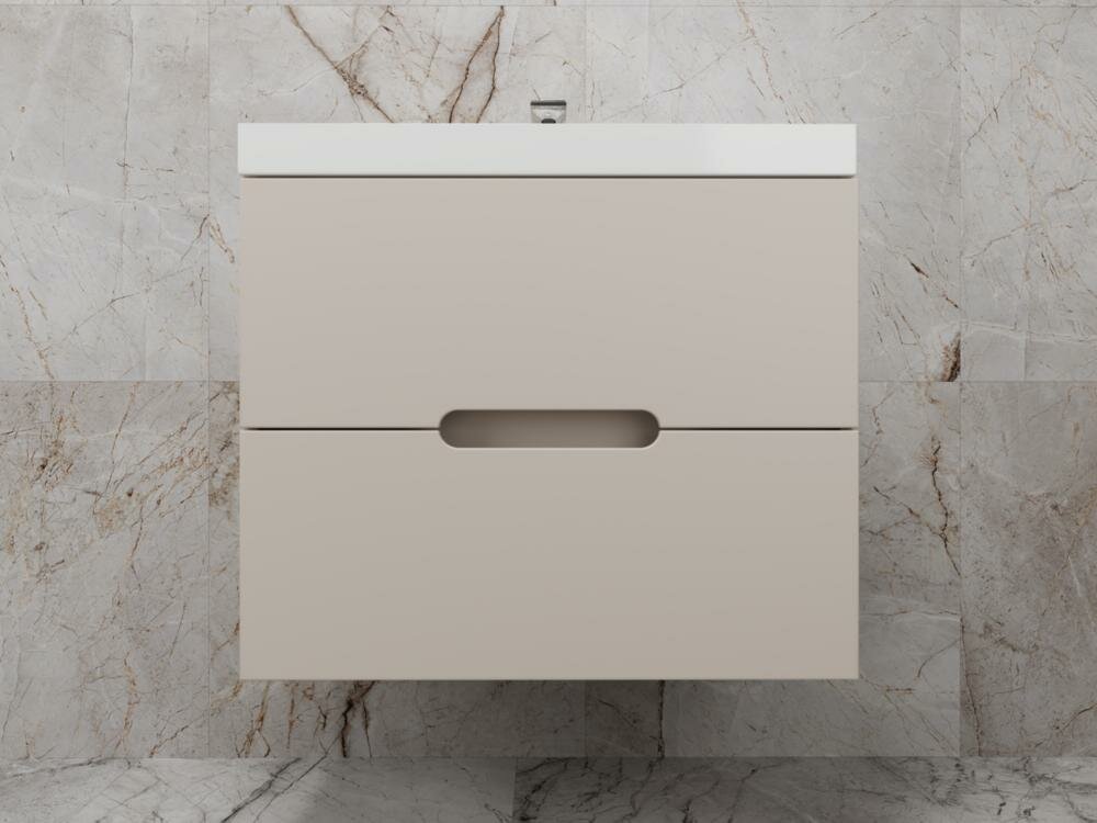 фото Style Line Тумба с раковиной подвесная "Матис 70", Classic 70, (2 ящика), крем, эмаль ЛС-00002309 + ЛС-00000722 Style Line