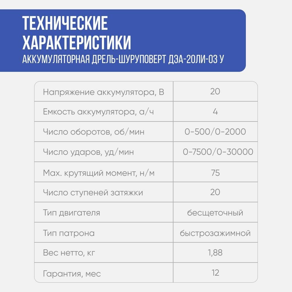 Дрель-шуруповерт ДИОЛД ДЭА-20 ЛИ-03 У, 4Ач, с одним аккумулятором [10300020] - фото №5