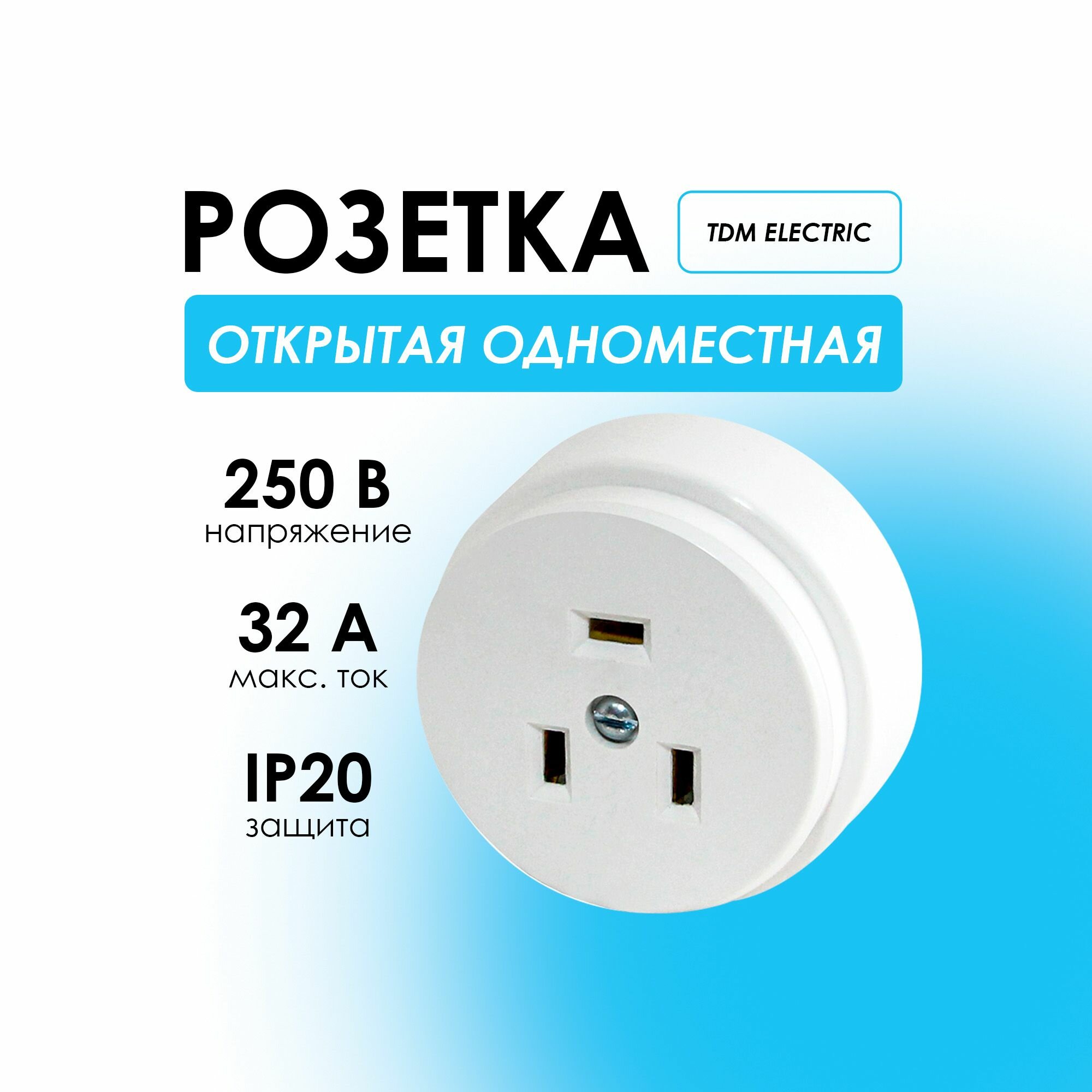 Розетка для электроплиты накладная 2P+PE РШ 32А 250В TDM ELECTRIC