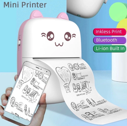 Портативный мини принтер Розовый компактный карманный фотопринтер для телефона