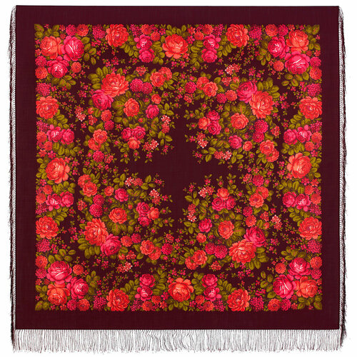 Платок Павловопосадская платочная мануфактура, 146х146 см, бордовый