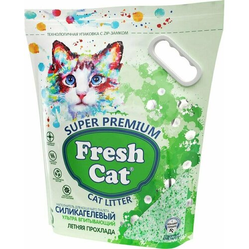 Наполнитель силикагелевый для кошачьего туалета Fresh Cat с ароматом Летняя прохлада 5л 2 шт fresh cat fresh cat впитывающий силикагелевый наполнитель с ароматом летняя прохлада 5л 2 кг