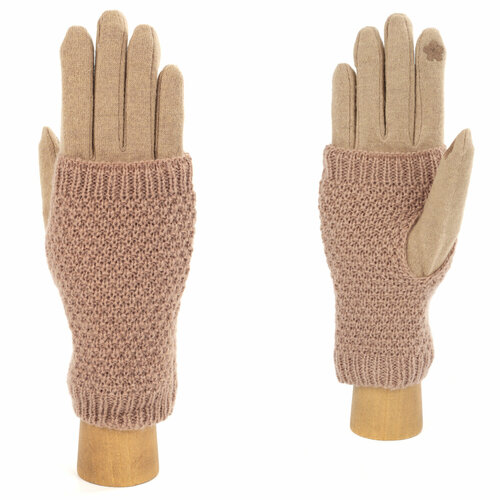 фото Перчатки fabretti, демисезон/зима, шерсть, вязаные, сенсорные, утепленные, размер 7, бежевый
