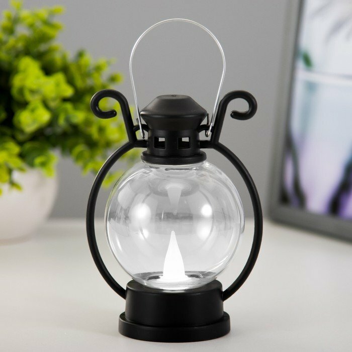 фото Ночник "Свечка в фонаре" 3хLR1130 черный 8х8х12 см (комплект из 4 шт)