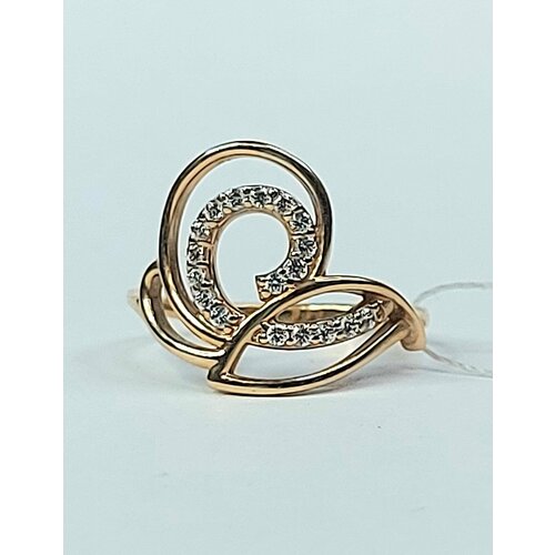 фото Кольцо skorobogatov jewelry золото с природой, красное золото, 585 проба, фианит, размер 16