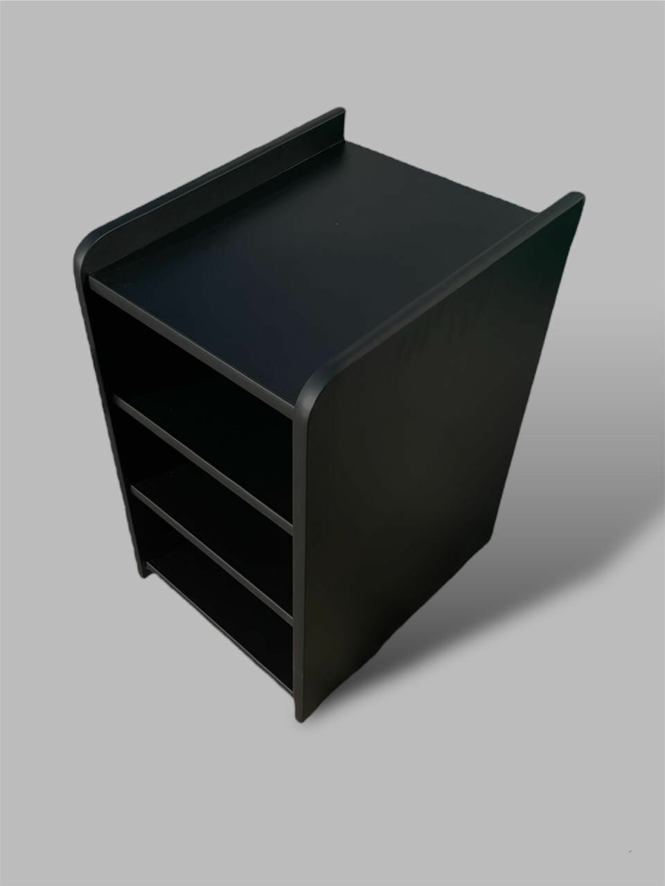 фото Тумба офисная под компьютерный стол c полками черный/черный 37х46х64