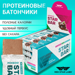 Протеиновые батончики без сахара STARBAR Extra Protein, вкус: шоколадный брауни 12 шт по 60 г ( спортивные, для набора массы, похудения, энергетические, белковые)