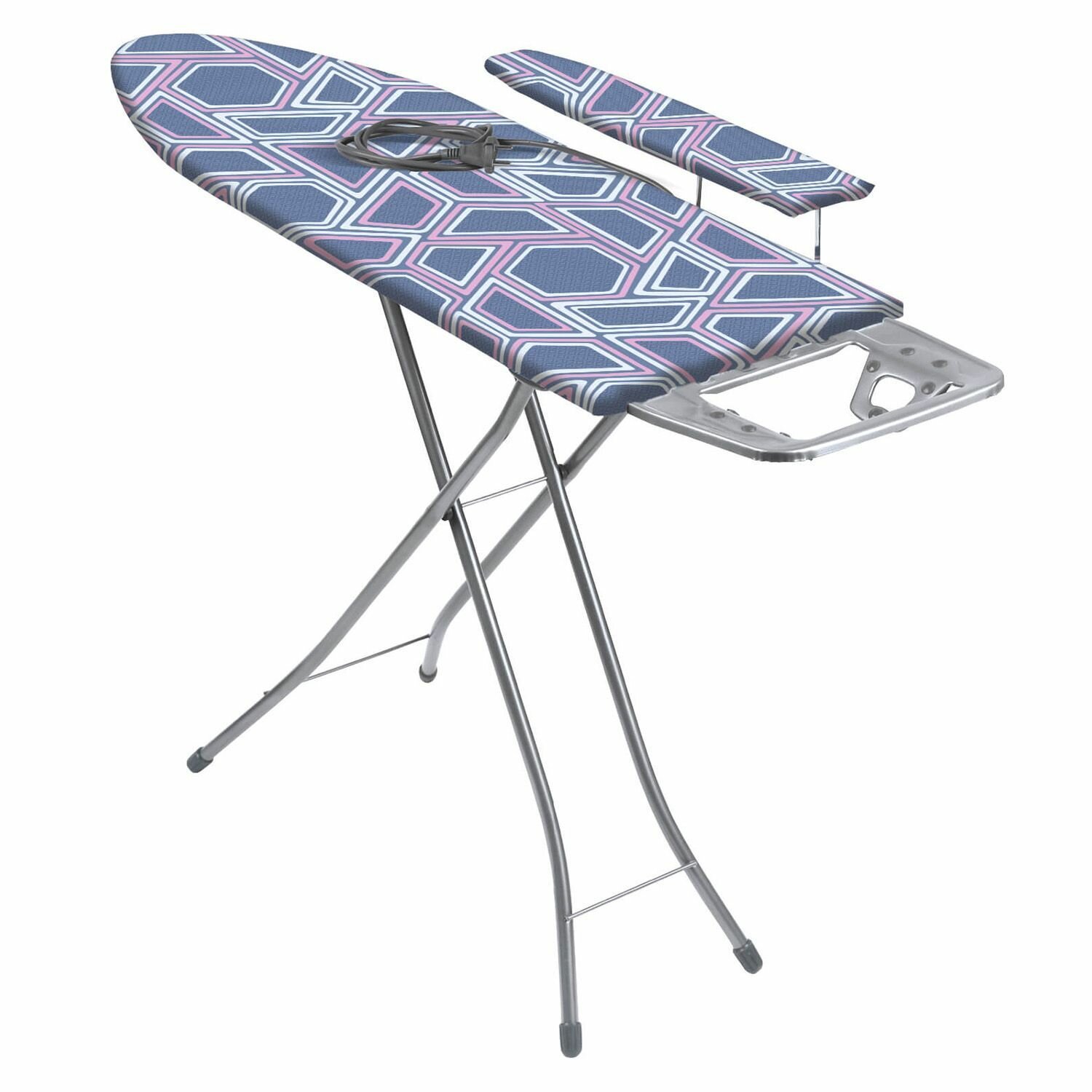 фото Гладильная доска с электросоединителем, подставкой под утюг и съемным подрукавником (рисунок микс) Nika