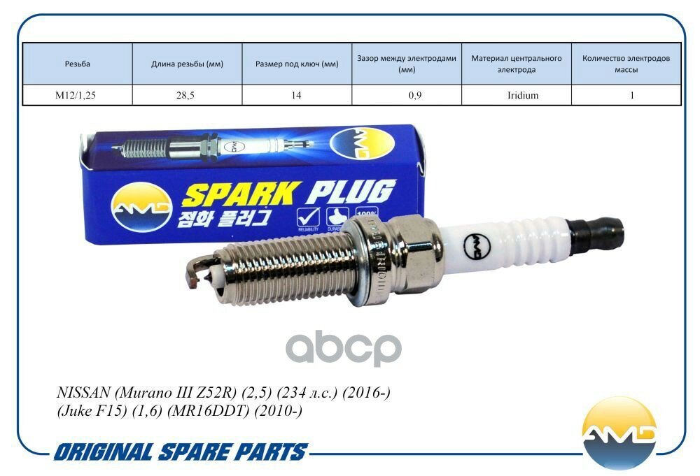 Свеча Зажигания 22401-1Kc1c/Dilkar7c9h Nissan (Murano Iii Z52r) (2,5) (234 Л. с.) (2016-) (Juke F15) (1,6) (Mr16ddt) (2010-) A.