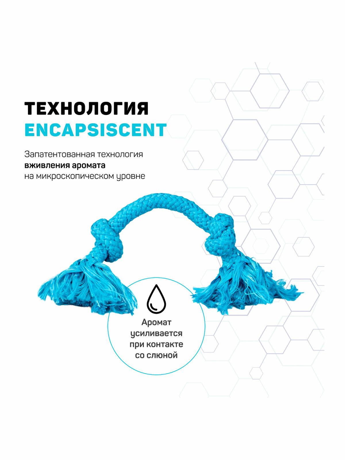 Playology Dri-Tech Rope жевательный канат с ароматом арахиса (23 см., Голубой) - фото №5