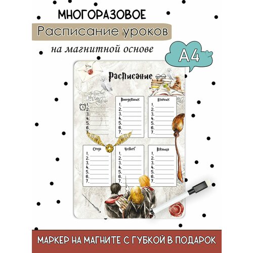 Расписание настенное уроков на магнитной основе А4