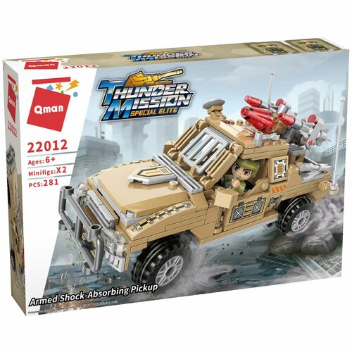 конструктор qman thunder mission военная машина с фигурками 281 деталей brick 22012 Конструктор Qman серия Thunder Mission Военный пикап 281 деталь