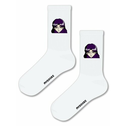 плюшевая игрушка рей аянами аниме евангелион rei ayanami evangelion 20 см Носки MySocks, размер 36-43, белый