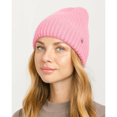 фото Шапка , демисезон/зима, шерсть, вязаная, размер 56-58, розовый без бренда