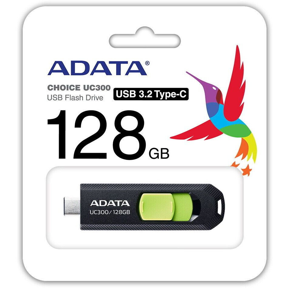 Флешка A-Data UC300 128ГБ USB3.2 черный/зеленый (ACHO-UC300-128G-RBK/GN) - фото №5