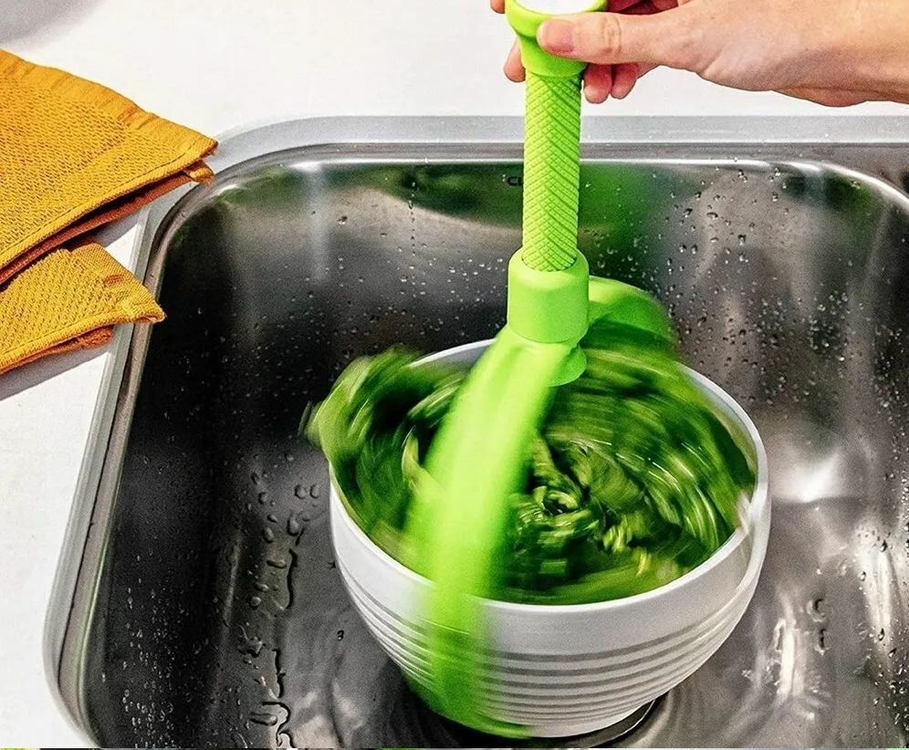 Сушилка механическая с ручкой spinning strainning colander / для зелени, овощей, фруктов и ягод / центрифуга для салата пластиковая