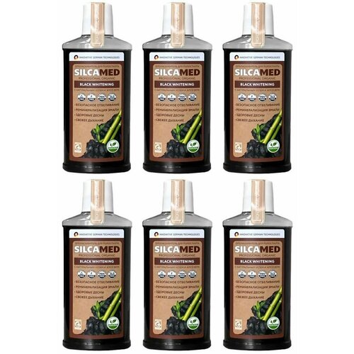 Silcamed Ополаскиватель для полости рта Professional Organic Black Whitening, 250 мл, 6 шт