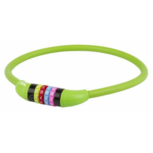 фото Замок m-wave 5-231055 вело кодовый (4 разряда, цветные символы) 12х650мм силиконовый зеленый (60)