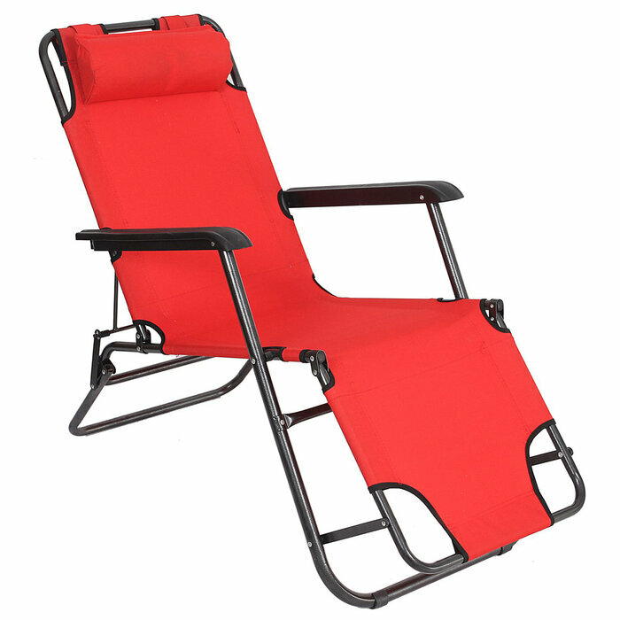 Кресло-шезлонг MACLAY с153 х 60 х 79 см, до 100 кг. красный - фотография № 1