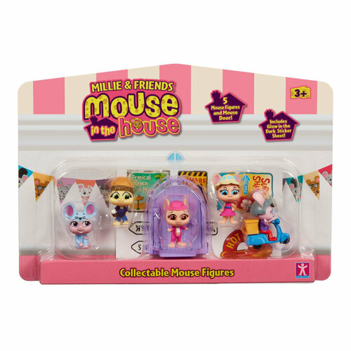 Игровой набор Mouse IN The House Маус ин Хаус 5в1 фигурки Милли и мышки розовый. TM